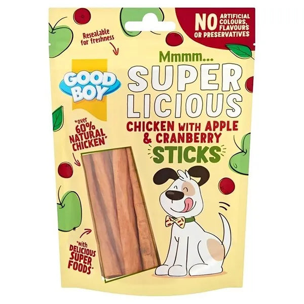 Good Boy Superlicious Chicken with Apple & Cranberry Sticks