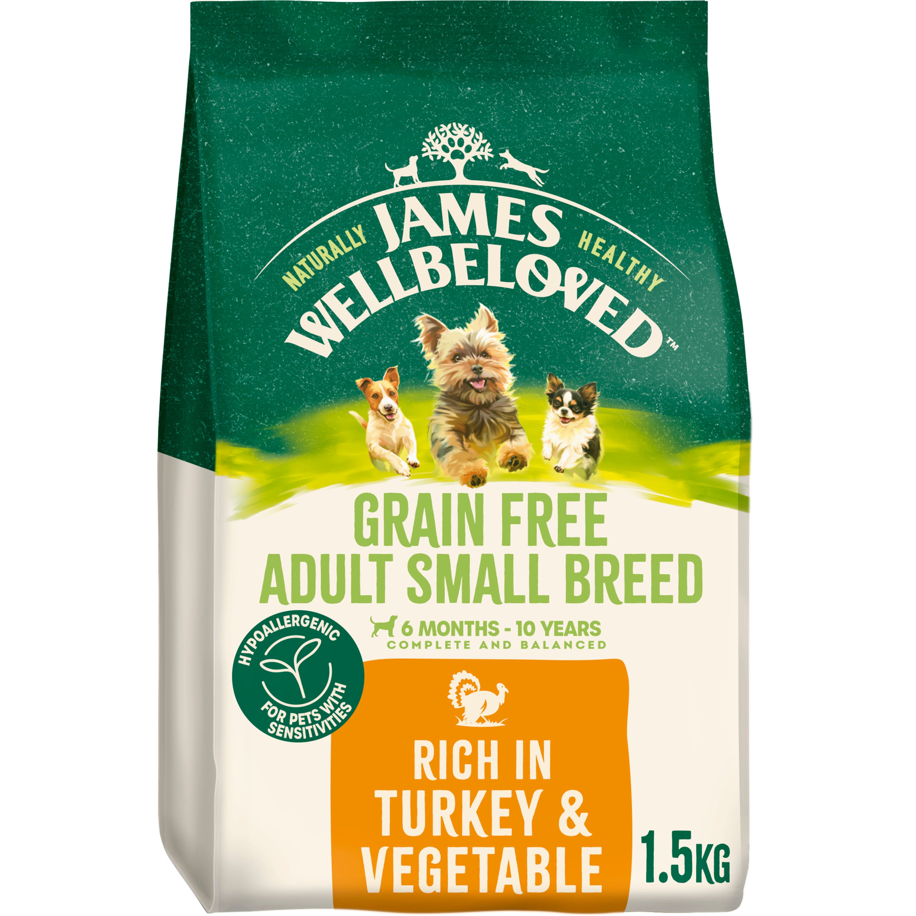 James Wellbeloved Grain Free Small Breed Turkey & Veg Dry Dog Food