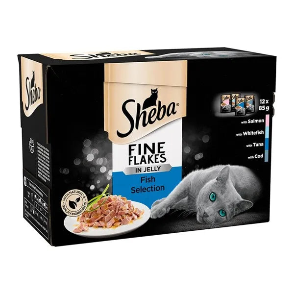 Sheba Fine Flakes Cat Pouches Fish Collection in Jelly Adult Wet Cat Food