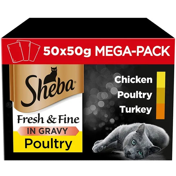Sheba Fresh & Fine Pouches Poultry Collection in Gravy Adult Wet Cat Food