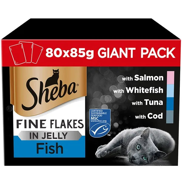 Sheba Fine Flakes Cat Pouches Fish Collection in Jelly Adult Wet Cat Food