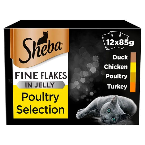 Sheba Fine Flakes Cat Pouches Poultry Collection in Jelly Adult Wet Cat Food