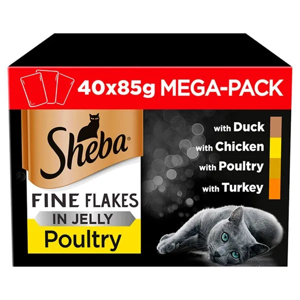 Sheba Fine Flakes Cat Pouches Poultry Collection in Jelly Adult Wet Cat Food