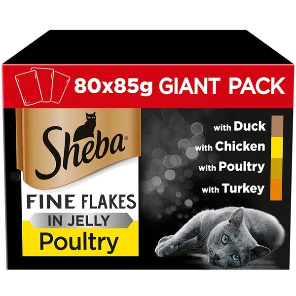 Sheba Fine Flakes Cat Pouches Poultry Collection in Jelly Adult Wet Cat Food