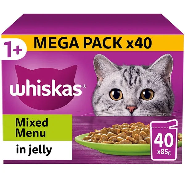 Whiskas 1+ Mixed Menu Pouches in Jelly Adult Wet Cat Food