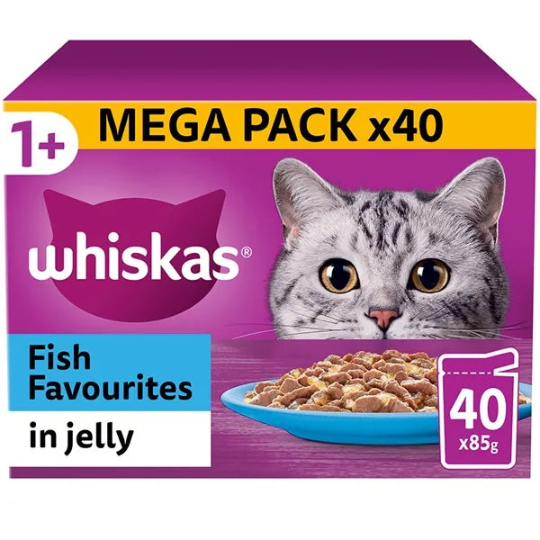 Whiskas 1+ Fish Favourites Pouches in Jelly Adult Wet Cat Food