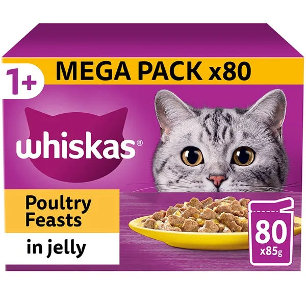 Whiskas 1+ Poultry Feasts Pouches in Jelly Adult Wet Cat Food