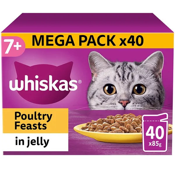 Whiskas 7+ Poultry Feasts Senior Pouches in Jelly Senior Wet Cat Food