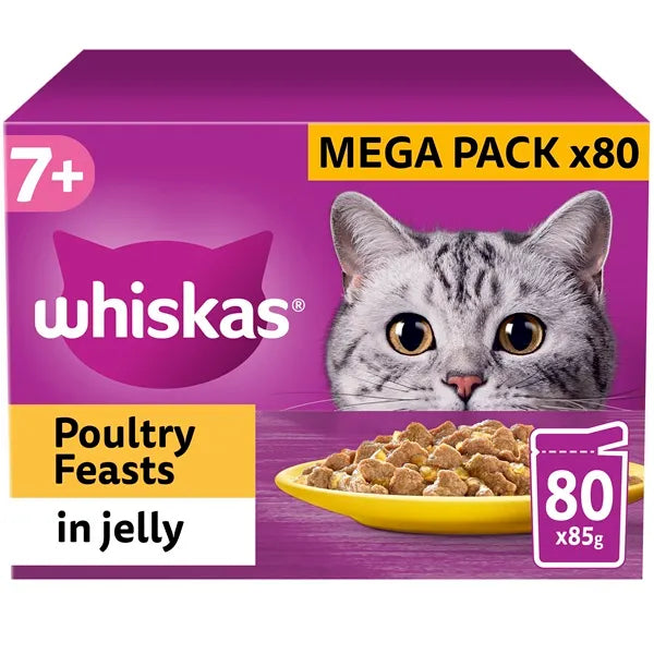 Whiskas 7+ Poultry Feasts Senior Pouches in Jelly Senior Wet Cat Food